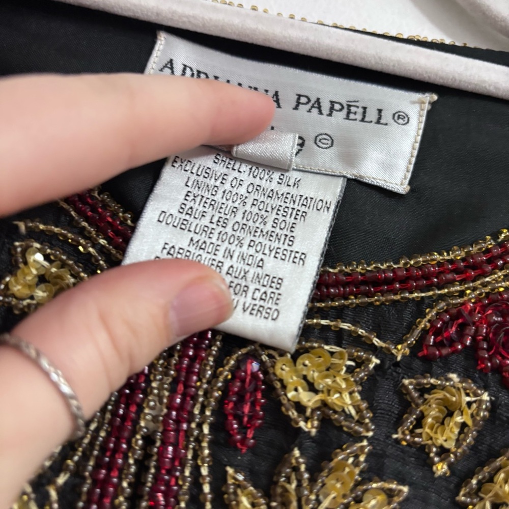 Adrianna Papell Evening black & gold fully sequined embroidered jacket - Picture 7 of 8